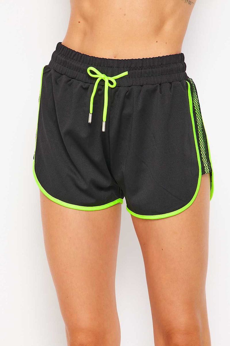 Solid Black Drawstring Dolphin Shorts