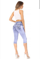 Columbian Push Up Capri Jeans Light Blue