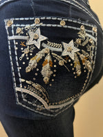 Bootcut jeans stars and feathers