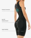 Hook closure high compression bodysuit with zip crotch