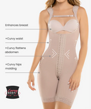 Hook closure high compression bodysuit with zip crotch