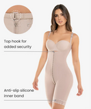 Hook closure bodysuit with zip crotch