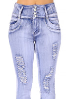 Columbian Push Up Capri Jeans Light Blue