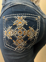 Bootcut jeans diamond cross indigo