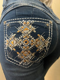 Bootcut jeans diamond cross indigo