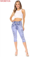 Columbian Push Up Capri Jeans Light Blue