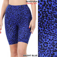 Bright Blue leopard small print biker shorts