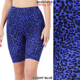 Bright Blue leopard small print biker shorts