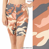 almond camouflage print biker shorts