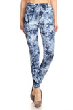 regular Pale blue and navy Combination with white Accents tie dye leggings