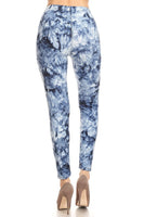 regular Pale blue and navy Combination with white Accents tie dye leggings