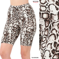 Tan brown snake Large print biker shorts