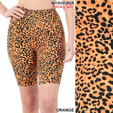 Orange leopard small print biker shorts