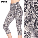 3" PLUS High Waist Sensual Snake Skin Printed Capri