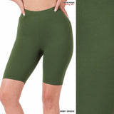 solid Army Green biker shorts