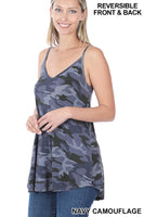 Reversible navy camo print top