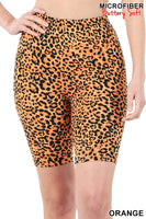 Orange leopard small print biker shorts