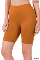 solid almond biker shorts