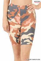 almond camouflage print biker shorts