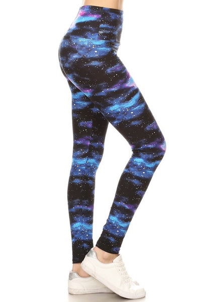 5" yoga waist band space galaxy leggings