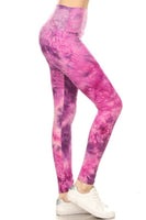 5" yoga waist band Pompadour Tie Dye pink leggings