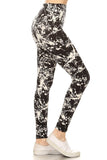 5" yoga waist band B&W splat leggings