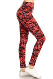 5" yoga waist band red camo leggings