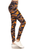 5" yoga waist band orange camo leggings
