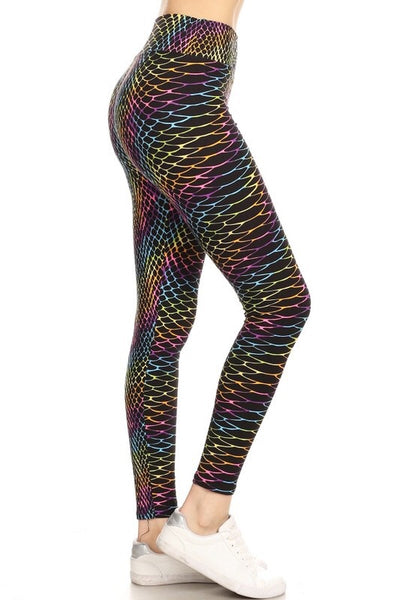 3" yoga waistband Rainbow Scales leggings