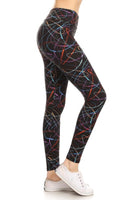 3" yoga waistband Multicolored Scribble Leggings
