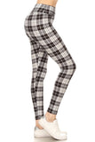 3" yoga waistband Black and White Plaid Print Ankle Leggings