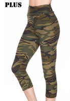 3" PLUS High Waist Camo Brush Printed Capri