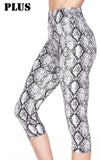 3" PLUS High Waist Diamond Snake Skin Printed Capri