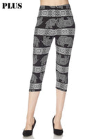 PLUS Elephant black/white Print Yummy Brushed Capri