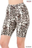 Tan brown snake Large print biker shorts