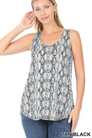 Black snake print tank top