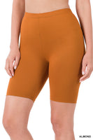 BRUSHED MICROFIBER BIKER SHORTS ALMOND