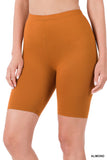 BRUSHED MICROFIBER BIKER SHORTS ALMOND