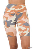 BRUSHED CAMOUFLAGE WIDE WAISTBAND SHORT LEGGINGS ALMOND