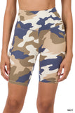 BRUSHED CAMOUFLAGE WIDE WAISTBAND SHORT LEGGINGS NAVY