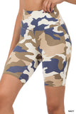 BRUSHED CAMOUFLAGE WIDE WAISTBAND SHORT LEGGINGS NAVY