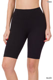 SEAMLESS RIBBED HIGH WAIST BIKER SHORTS BLACK