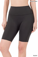 ATHLETIC HIGH RISE WIDEBAND BIKER SHORTS BLACK