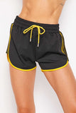 Solid Drawstring Dolphin Side Striped Shorts black/yellow