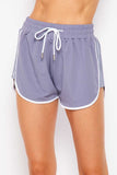 Solid Drawstring Dolphin Side Striped Shorts lt.grey/white