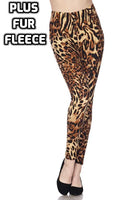 PLUS: Animal Print Fur Lined Ankle Leggings