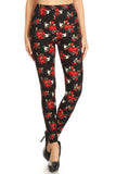 regular floral red/black print leggings