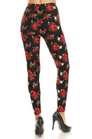 regular floral red/black print leggings