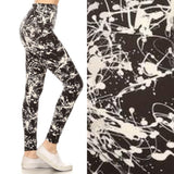 5" yoga waist band B&W splat leggings