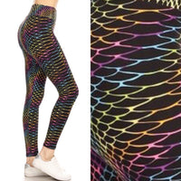 3" yoga waistband Rainbow Scales leggings